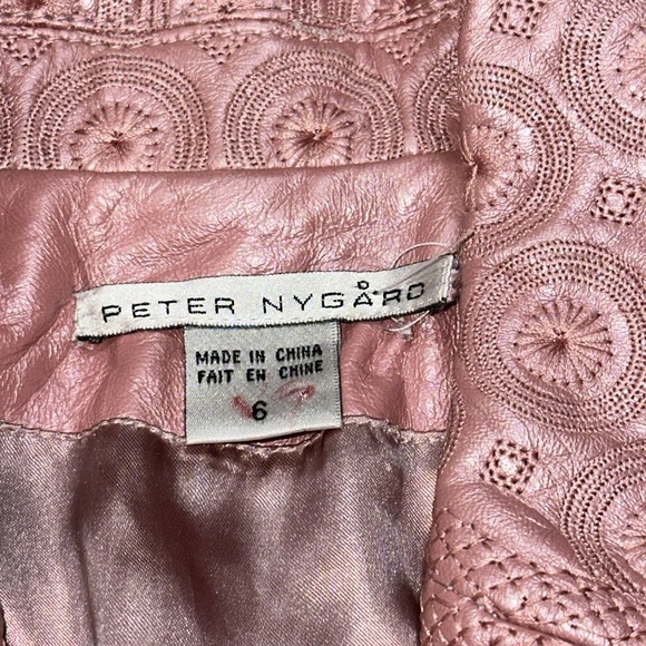 Peter Nygard Pink Leather Embroidered Jacket - Picture 4 of 9